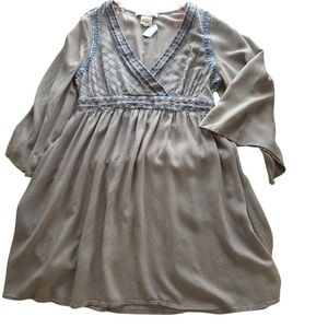 Flying Tomato Boho Embroidered Bell Sleeve Mini Dress L Womens Excellent Western